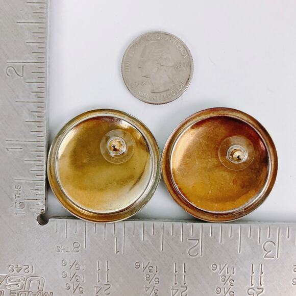 VTG 1980s Enamel Oversized Mint Green Abstract Earrings Scandinavian Influence? - Picture 10 of 12